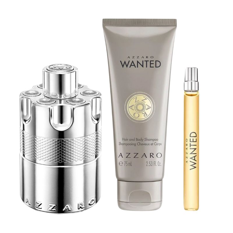 3614274306446_1 Azzaro Wanted For Men Set EDP 100ml + EDP 10ml + Hair & Body Shampoo 75ml - Image 1
