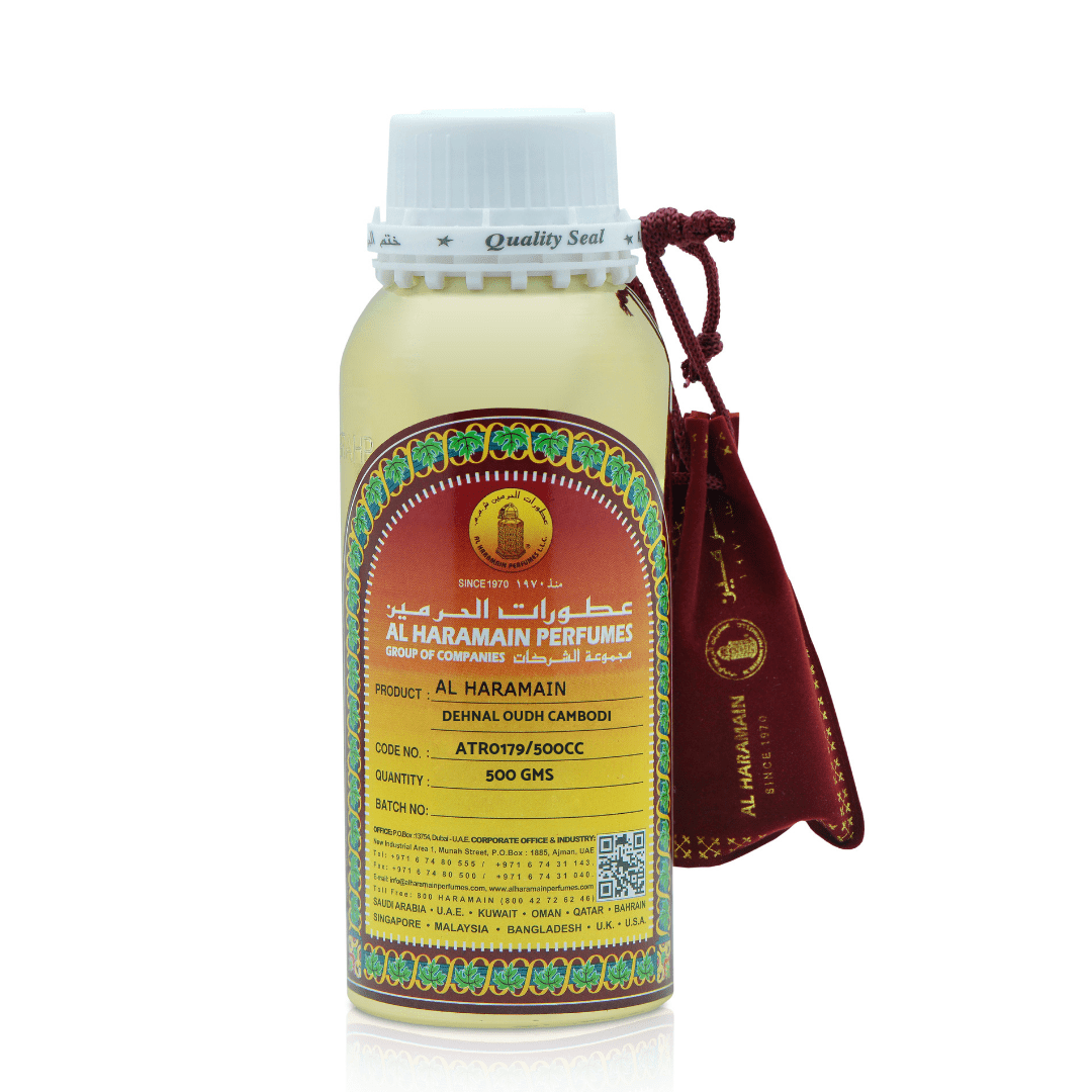 AlHaramainDehnAlOudhCambodi500ccConcentratedPerfumeOil500g Al Haramain Dehn Al Oudh Cambodi 500cc Concentrated Perfume Oil 500g - Image 1
