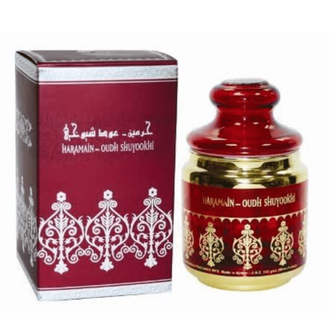 AlHaramainOudhShuyookhiBukhoor100g Al Haramain Oudh Shuyookhi Bukhoor 100g - Image 1
