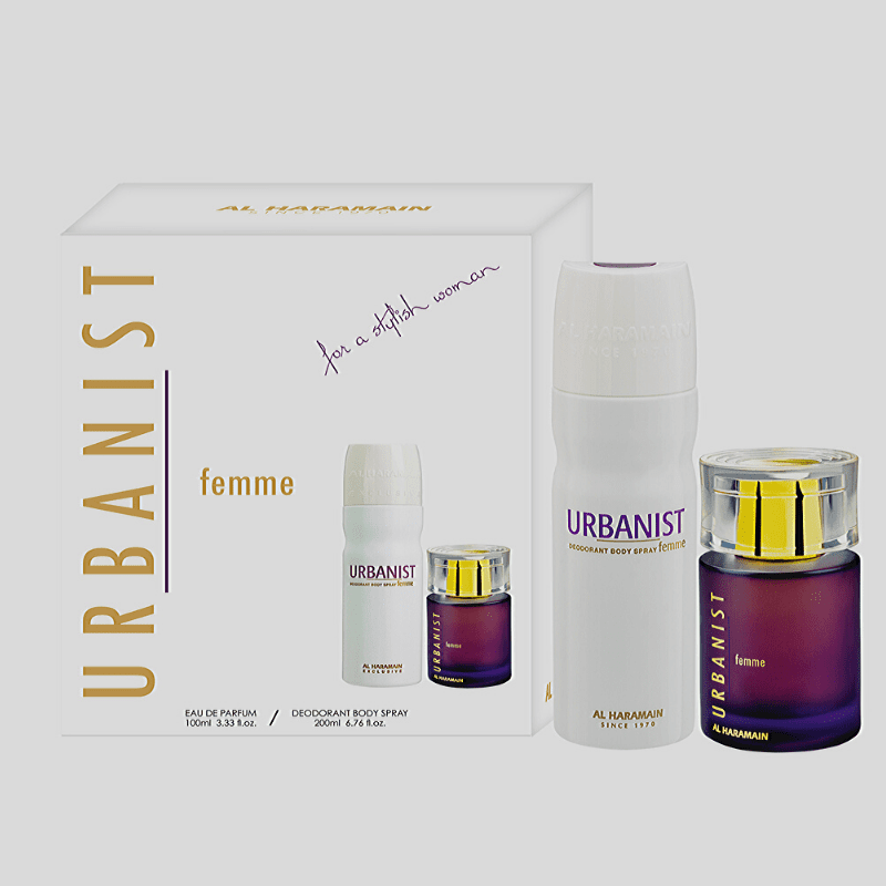 AlHaramainUrbanistFemmeComboEDP100ml_Deodorant200ml Al Haramain Urbanist Femme Combo EDP 100ml + Deodorant 200ml - Image 1