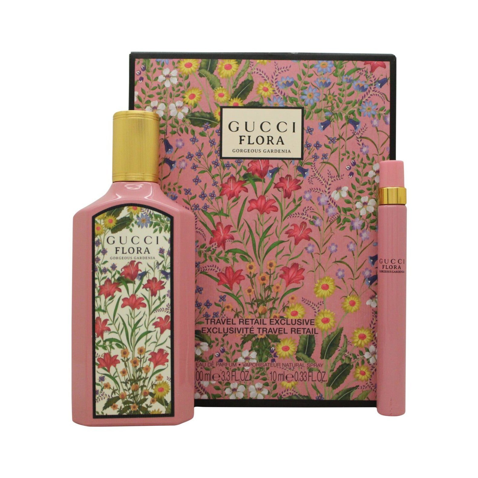 GucciFloraGorgeousGardenia_W_SetEdp100Ml_Edp10Ml_TravelExclusive Gucci Flora Gorgeous Gardenia Gift Set For Women - Image 1