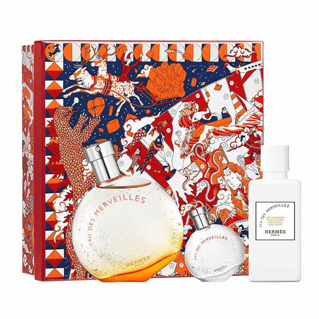 HermesEauDesMerveilles_W_SetEdt50Ml_Edt7.5Ml_MoisturizingBodyLotion40Ml Hermes Eau Des Merveilles Gift Set For Women - Image 1