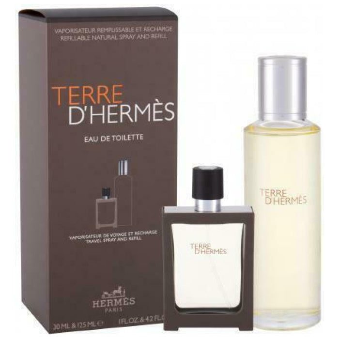 Hermes Terre D'hermes  Set EDT 30ml Travel Spray Refillable + EDT 125ml  Refill For Men - Image 2