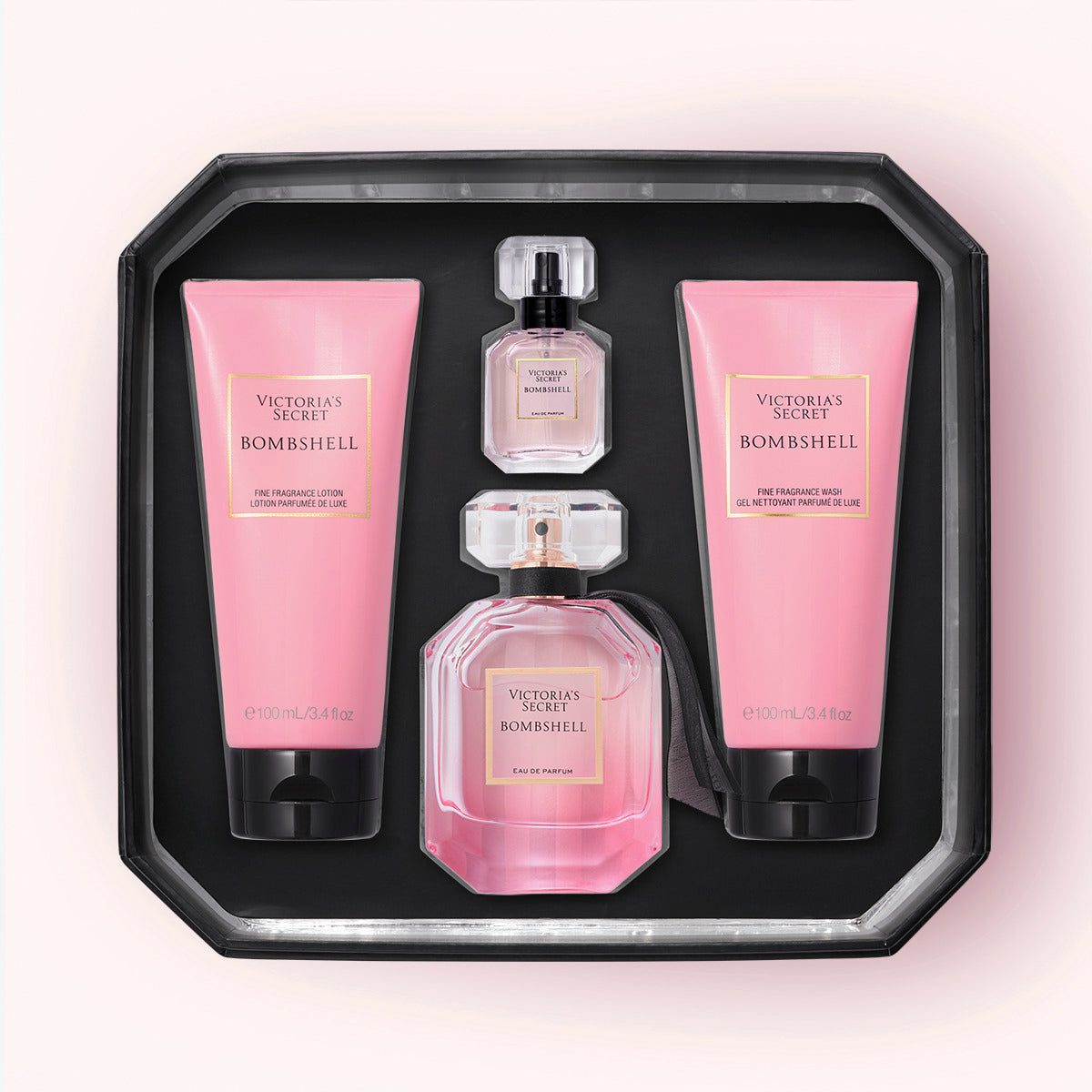 Victoria_sSecretBombshellW4PcsEDPSet_50ml_7.5ml_WashGel100_BodyLotion100ml Victoria's Secret Bombshell 4-Piece Gift Set Women - Image 1