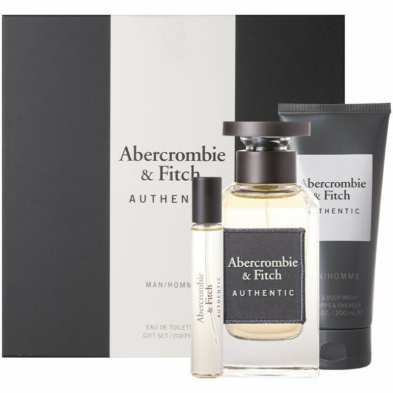 Abercrombie & Fitch Authentic Man Set For Men EDT 100ml + EDT 15ml Travel Spray + Hair&Body Wash 200ml - Image 1