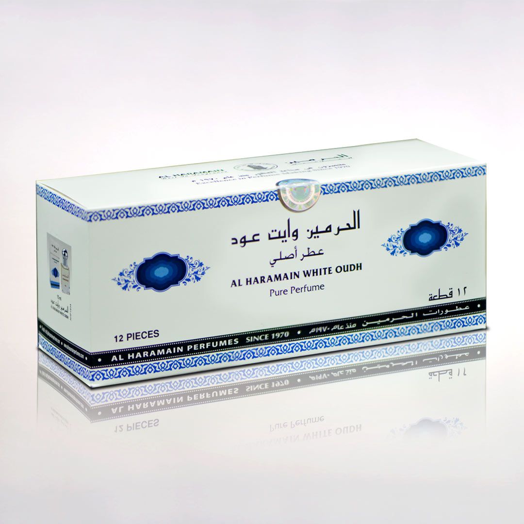 al_haramain_white_oud_2db71f8a-71b9-45c0-b776-5df39c6a279f Al Haramain White Oudh - Perfume Oil for Unisex 12 x 15ml - Image 1