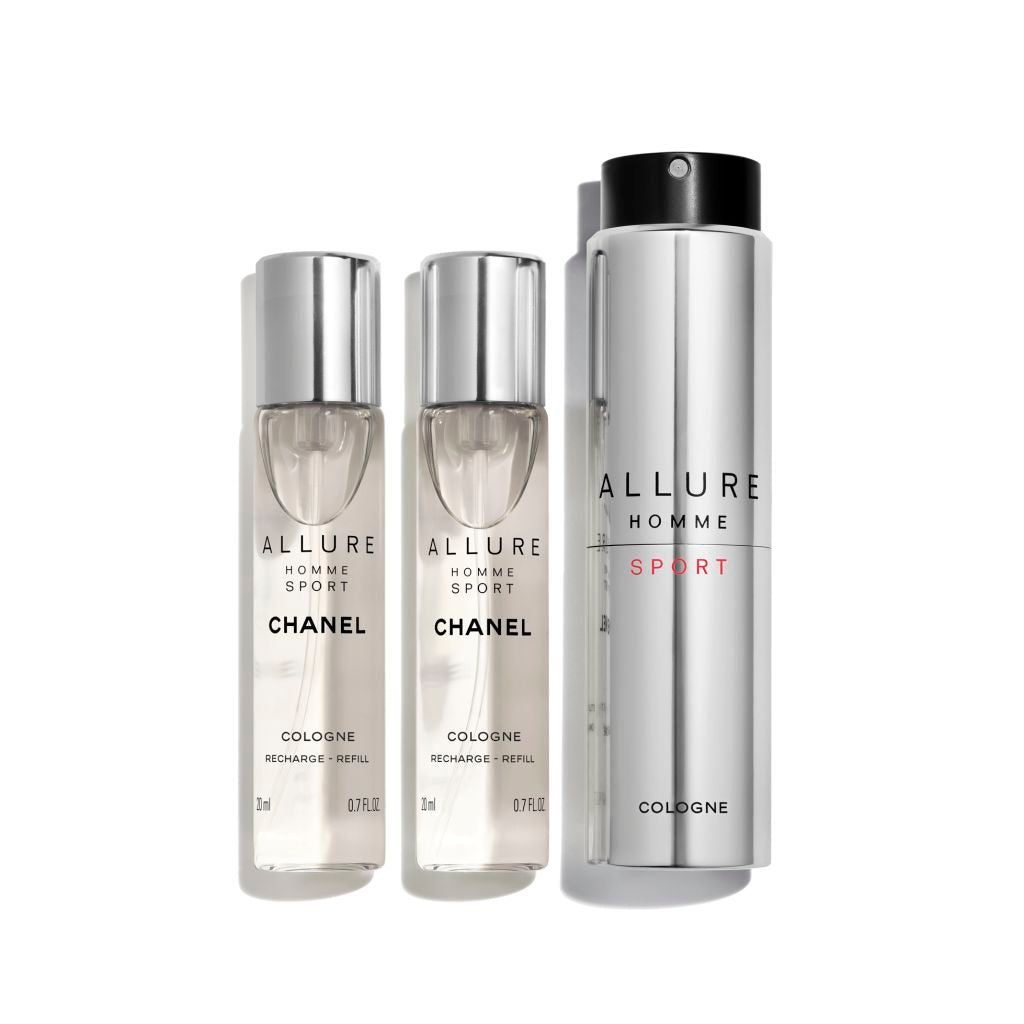 allure-homme-sport-cologne-navulbare-reisverstuiver-3-x-20ml.3145891233001 CHANEL ALLURE HOMME SPORT COLOGNE FOR MEN EDT 3x20 ml + 2 REFILLS TRAVEL SPRAY - Image 1
