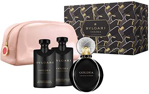 BVLGARI GOLDEA THE ROMAN NIGHT EDP 75ML+75ML BODY LOTION+75ML SHAVING GEL+POUCH SET - Image 1