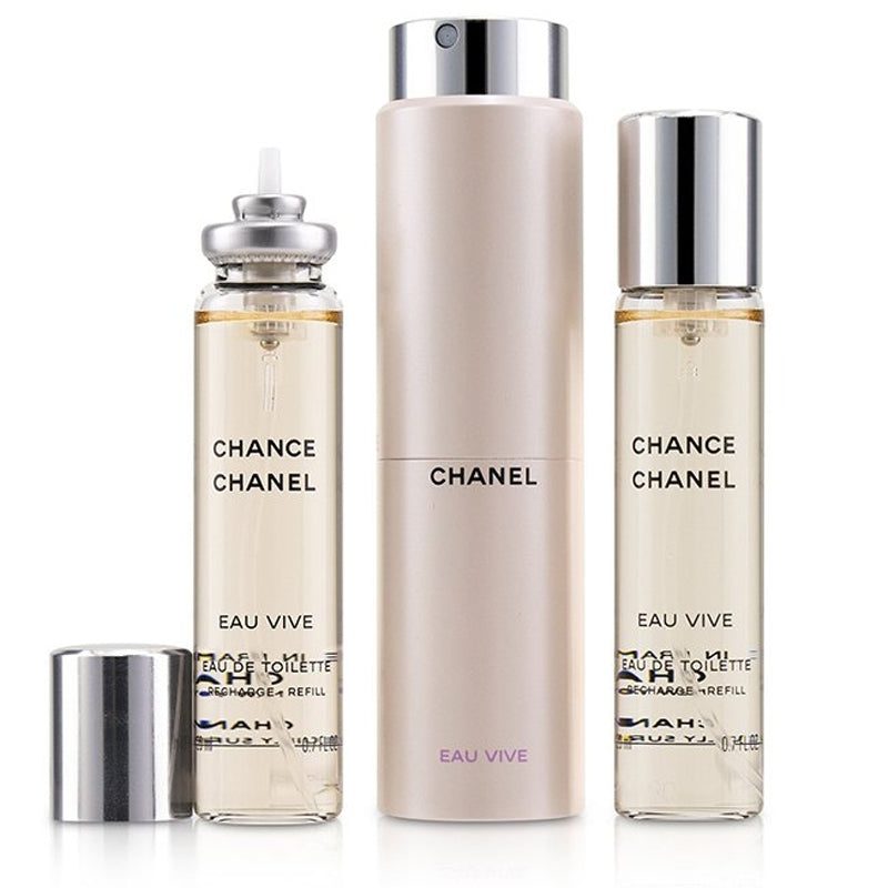 chanel-chance-eau-vive-eau-de-toilette-3-x-20ml CHANEL CHANCE EAU VIVE FOR WOMEN EDT 3x20 ml + 2 REFILLS TRAVEL SPRAY - Image 1