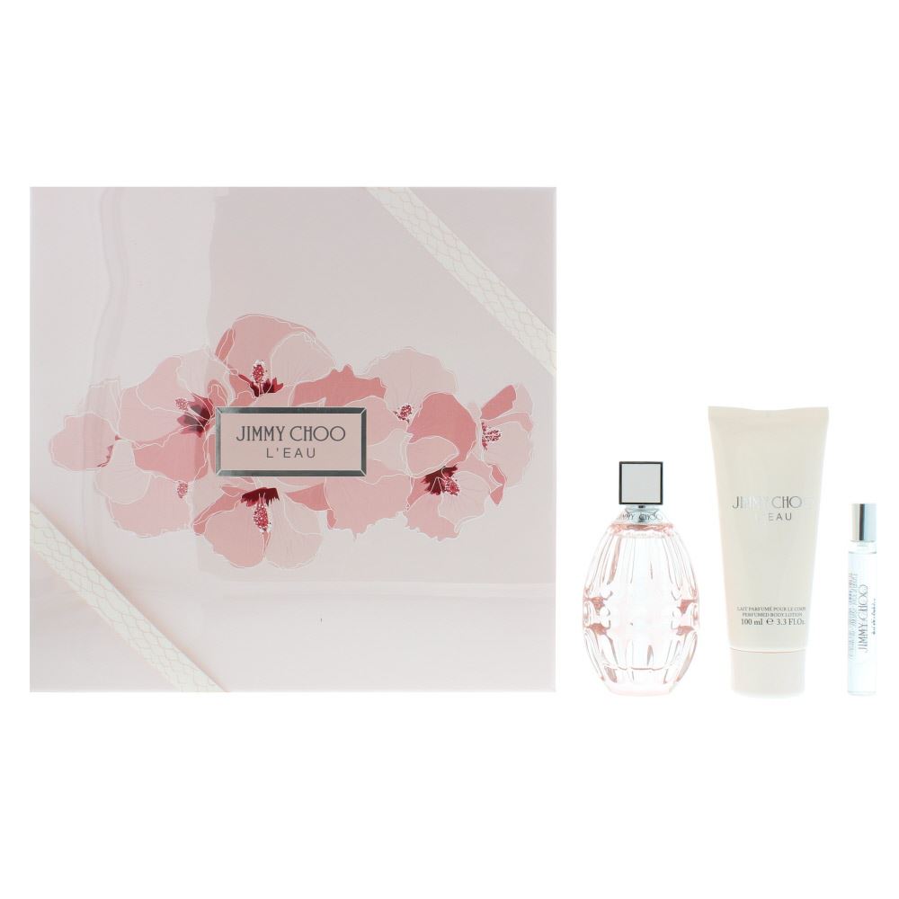 eca3314c-4c0f-45e8-9856-a506706f91c9 Jimmy Choo L'Eau Eau de Toilette 90ml & Body Lotion 100ml +7.5ml EDT Gift Set For Her - Image 1